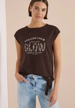 Shirt met overhangende schouder en knoopdetail