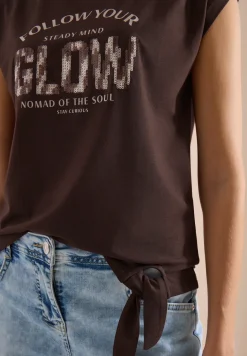 Shirt met overhangende schouder en knoopdetail