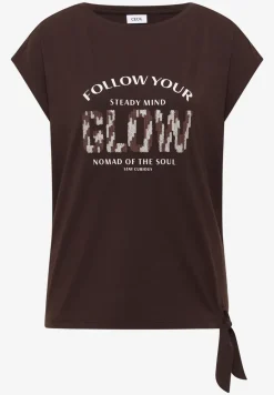 Shirt met overhangende schouder en knoopdetail