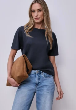 Shirt met overhangende schouders en geribd detail