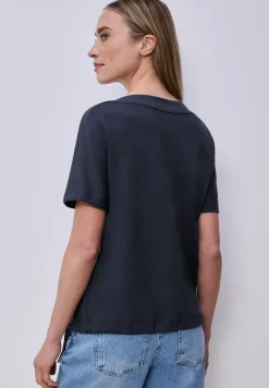 Shirt met overhangende schouders en geribd detail