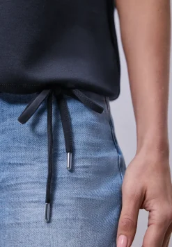 Shirt met overhangende schouders en geribd detail