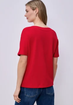 Shirt met overhangende schouders en geribd detail