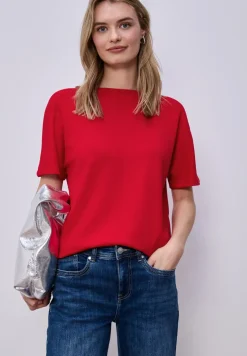 Shirt met overhangende schouders en geribd detail