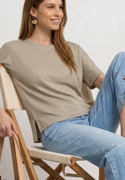 Shirt met overhangende schouders en glitterdetails