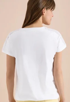 Shirt met overhangende schouders en kanten details