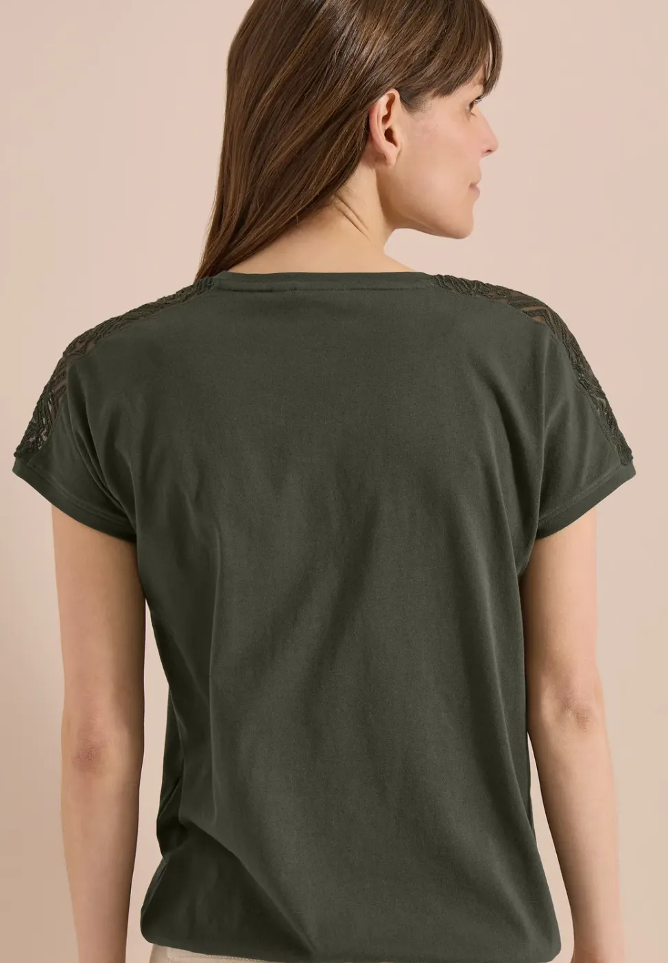 Shirt met overhangende schouders en kanten details