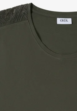 Shirt met overhangende schouders en kanten details
