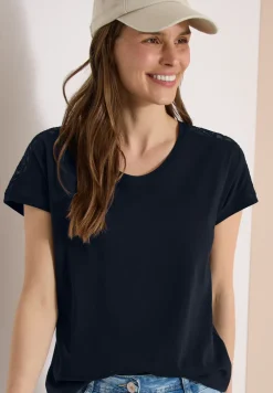 Shirt met overhangende schouders en kanten details