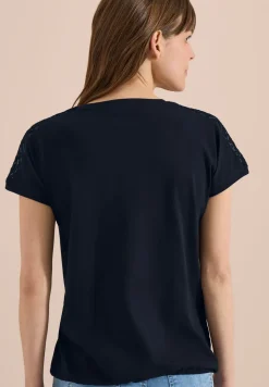 Shirt met overhangende schouders en kanten details