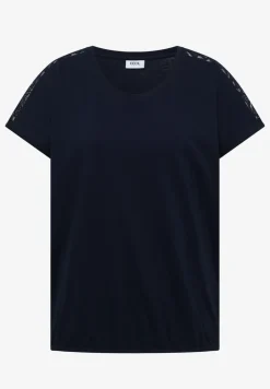 Shirt met overhangende schouders en kanten details