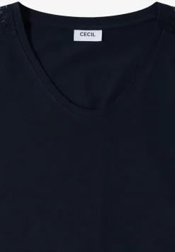 Shirt met overhangende schouders en kanten details