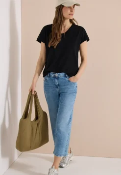 Shirt met overhangende schouders en kanten details