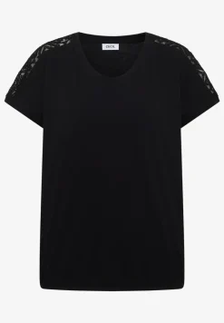 Shirt met overhangende schouders en kanten details