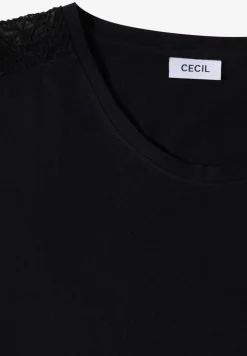 Shirt met overhangende schouders en kanten details