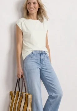 Shirt met overhangende schouders en rimpels