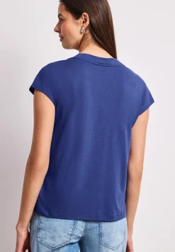 Shirt met overhangende schouders en V-hals
