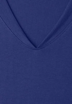 Shirt met overhangende schouders en V-hals