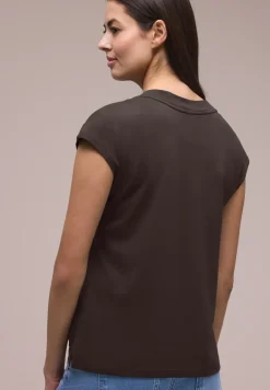 Shirt met overhangende schouders en V-hals