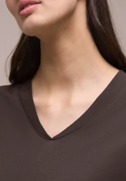 Shirt met overhangende schouders en V-hals