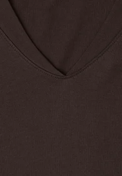 Shirt met overhangende schouders en V-hals