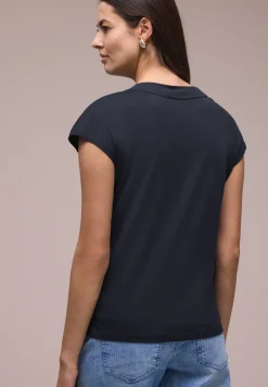 Shirt met overhangende schouders en V-hals