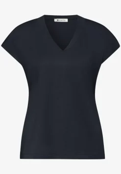 Shirt met overhangende schouders en V-hals
