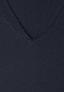 Shirt met overhangende schouders en V-hals