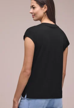 Shirt met overhangende schouders en V-hals