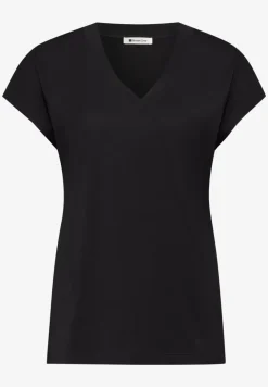 Shirt met overhangende schouders en V-hals