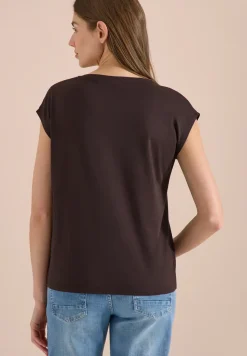 Shirt met overhangende schouders en V-hals