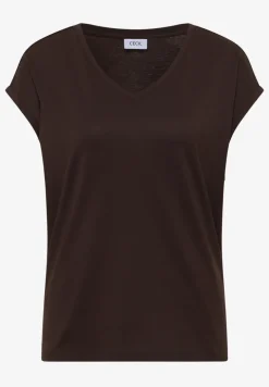 Shirt met overhangende schouders en V-hals