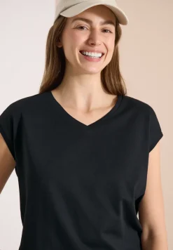 Shirt met overhangende schouders en V-hals