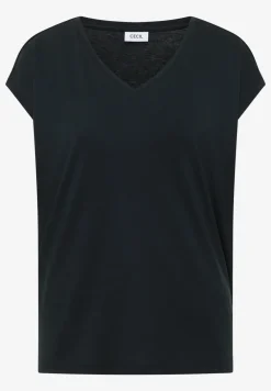 Shirt met overhangende schouders en V-hals