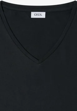 Shirt met overhangende schouders en V-hals