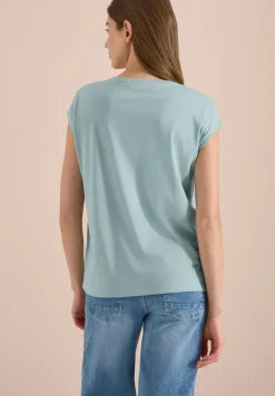 Shirt met overhangende schouders en V-hals