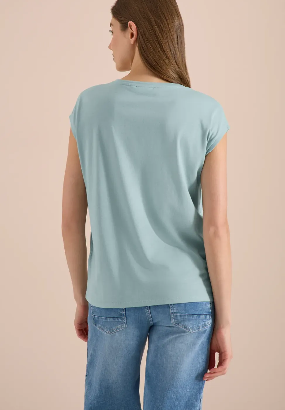 Shirt met overhangende schouders en V-hals