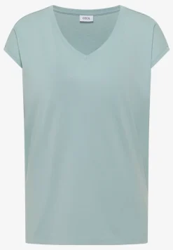 Shirt met overhangende schouders en V-hals