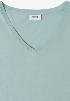 Shirt met overhangende schouders en V-hals