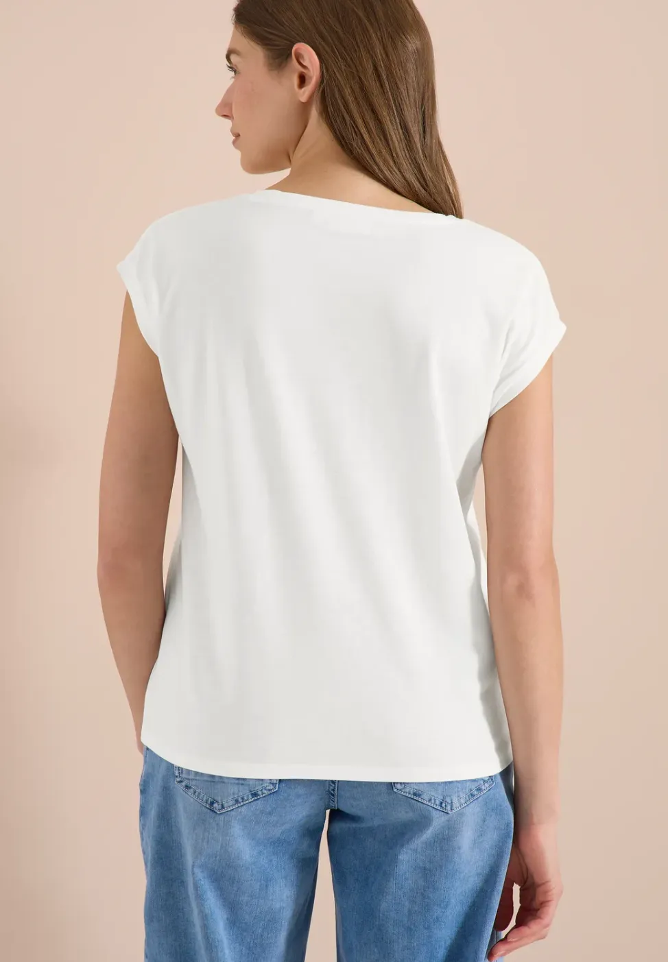 Shirt met overhangende schouders en V-hals