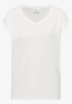 Shirt met overhangende schouders en V-hals