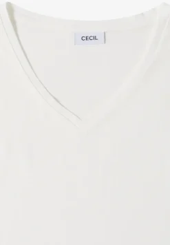 Shirt met overhangende schouders en V-hals