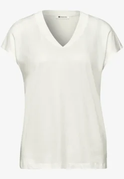 Shirt met overhangende schouders en V-hals