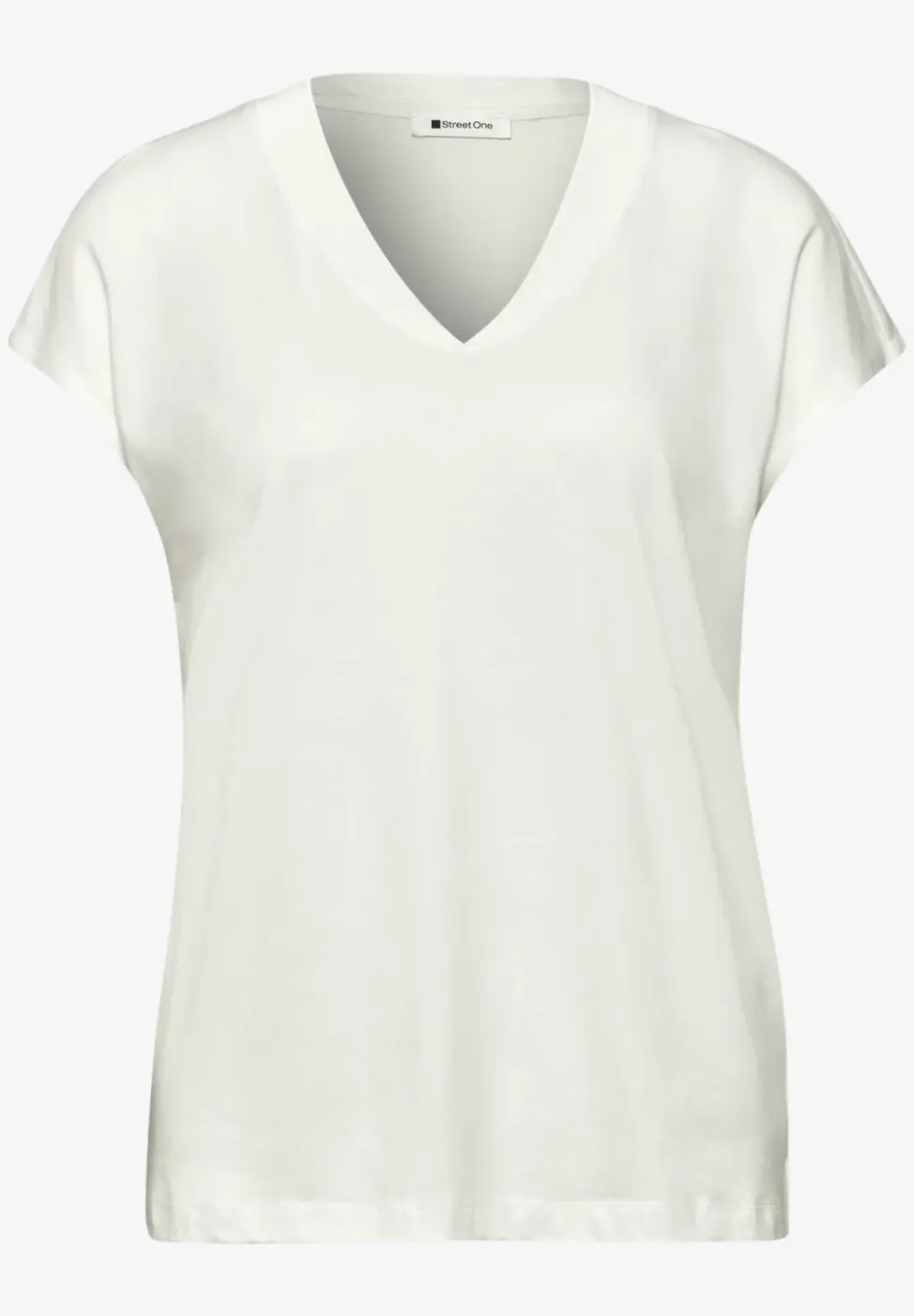 Shirt met overhangende schouders en V-hals