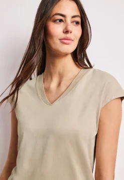 Shirt met overhangende schouders en V-hals