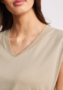 Shirt met overhangende schouders en V-hals