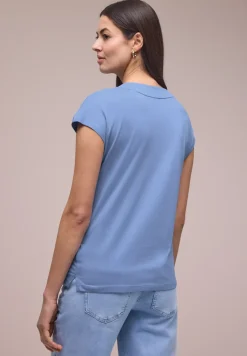 Shirt met overhangende schouders en V-hals