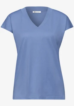 Shirt met overhangende schouders en V-hals