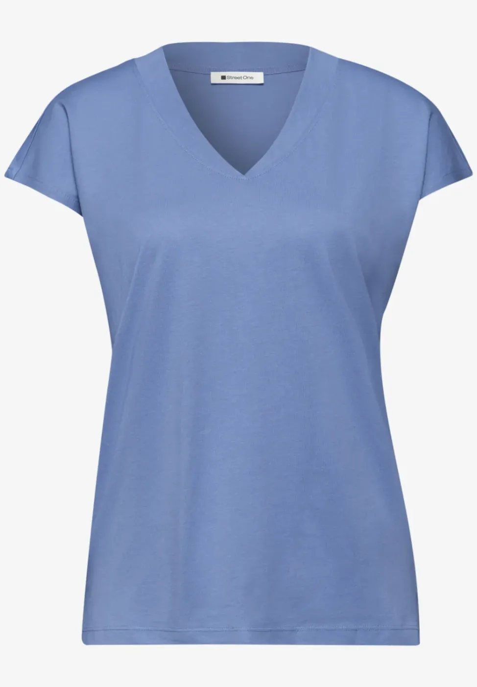 Shirt met overhangende schouders en V-hals
