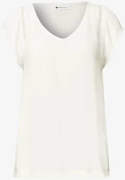 Shirt met overhangende schouders en V-hals